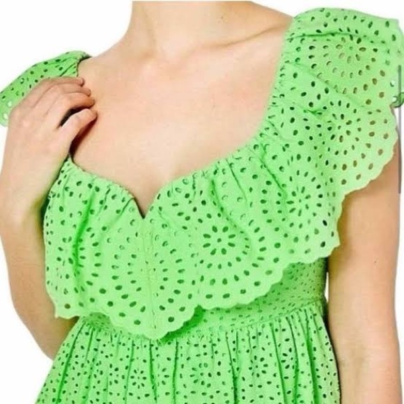 Lilly Pulitzer Asteria Cabana Green Daisy Dreams Eyelet Swing Dress (120) - Picture 4 of 7